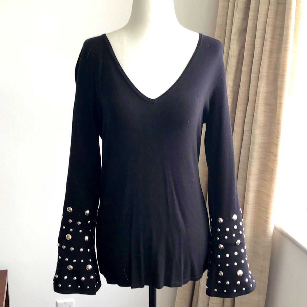 NWOT- INC - Black V neck top $39